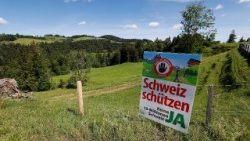 Schild auf weiter Flur: Werbung für ein "Ja" bei der Abstimmung im Vorfeld der Wahl