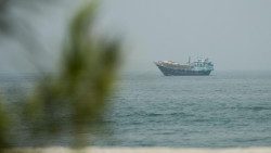 A vessel at the Strait of Hormuz, as seen from Musandam