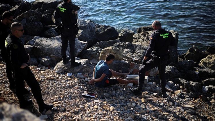 Mass crossings of migrants on foot and by sea from Morocco into Spanish territory, in Ceuta