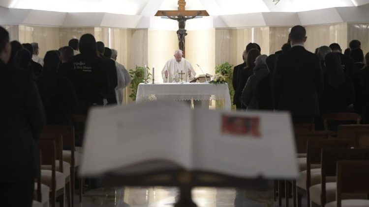Pope Francis celebrates Mass at Casa Santa Marta