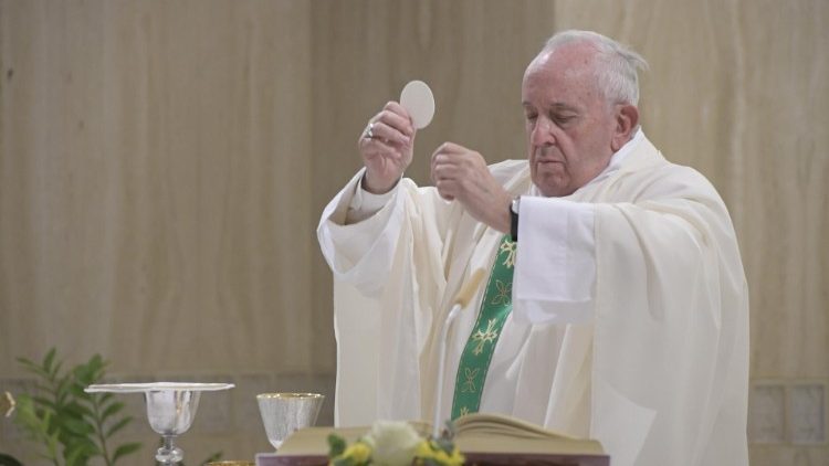 Pope Francis celebrates Mass at Casa Santa Marta