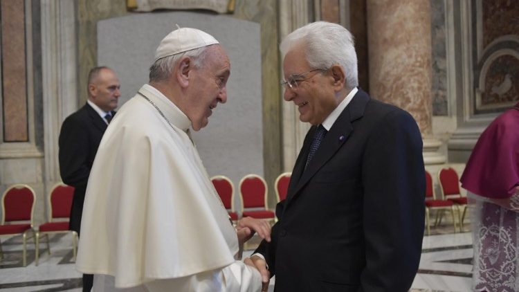 Papa Francesco e il presidente della Repubblica Italiana Sergio Mattarella, 13 ottobre 2019
