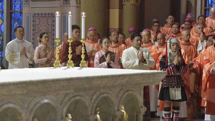 Thai Bishops at the Assumption Cathedral in Bangkok during Mass with Pope Francis on November 22, 2019