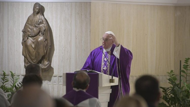 Pope Francis preaches at Mass on Thursday