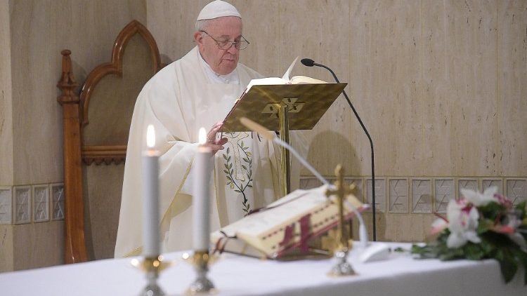 Pope Francis at Mass at Casa Santa Marta.