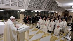 Папа падчас св. Імшы ў капліцы сваёй рэзідэнцыі