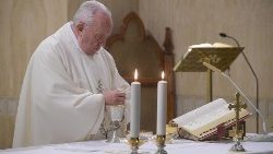 Pope Francis during his daily Mass at the Casa Santa Marta