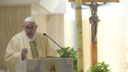 Pope Francis preaches at Mass in the Casa Santa Marta