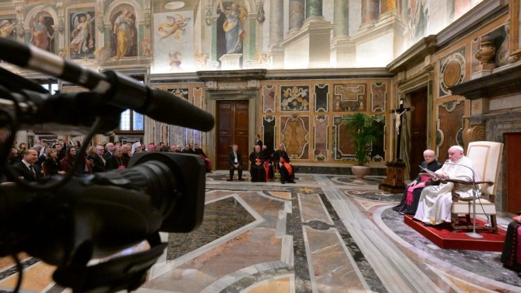 Un momento dell'udienza nella Sala Clementina