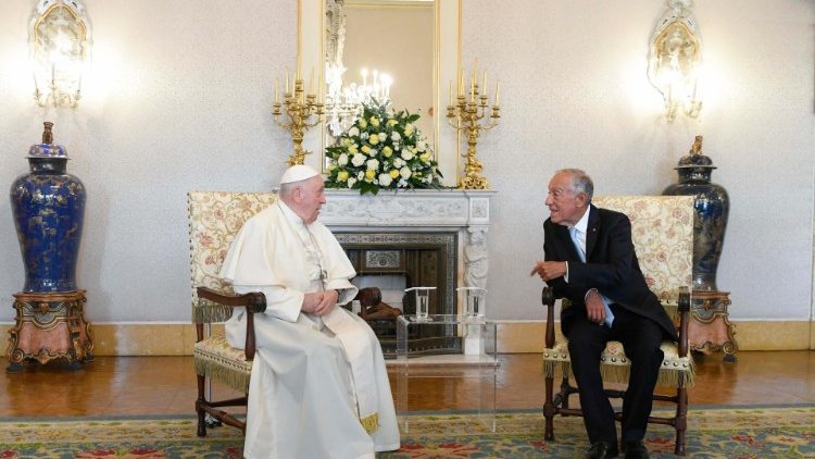 Папа Франциск и президент Португальской Республики (Лиссабон, 2 августа 2023 г.)