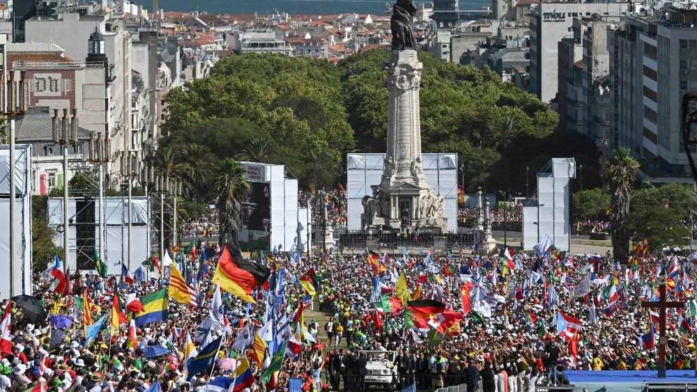 Cerimônia de acolhida da JMJ, no Parque Eduardo VII, em Lisboa (Vatican Media)