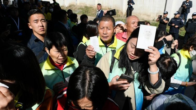 Sozialarbeiter, die den Papst sehen wollen