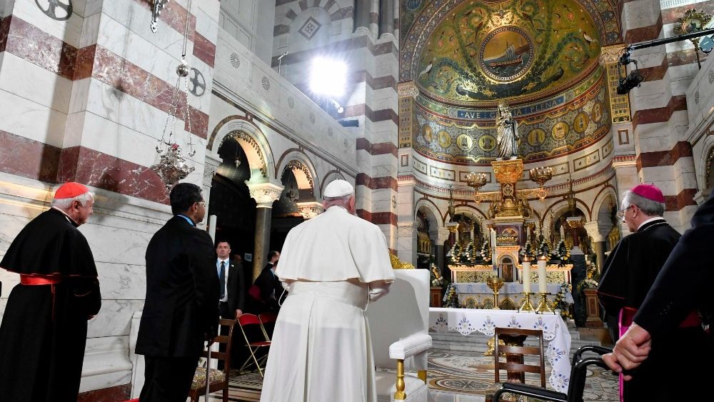 Le Pape François dans la basilique Notre-Dame de la Garde de Marseille, le 22 septembre 2023.