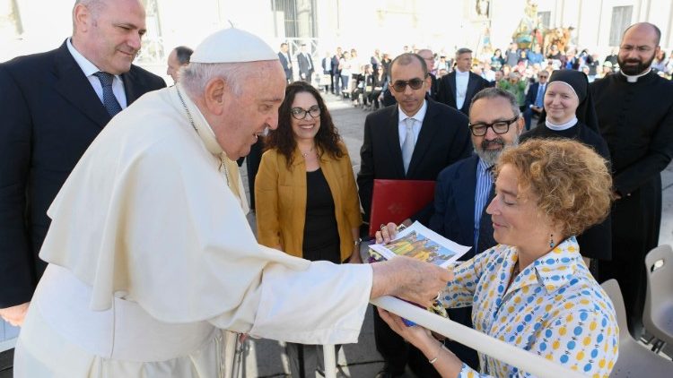 Franziskus vor der Audienz mit unserer Redakteurin Stephanie Stahlhofen