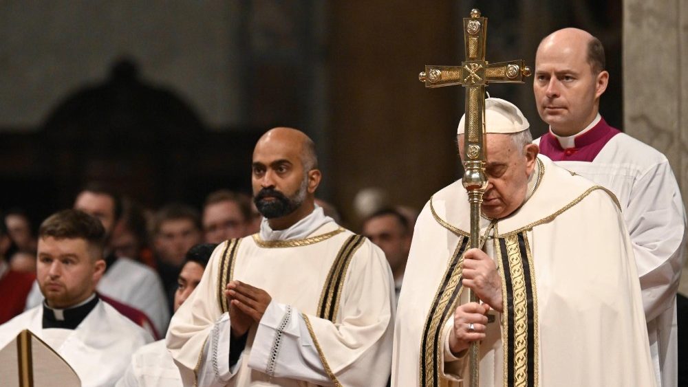 Падчас Імшы ў вігілію Нараджэння Пана ў базіліцы святога Пятра