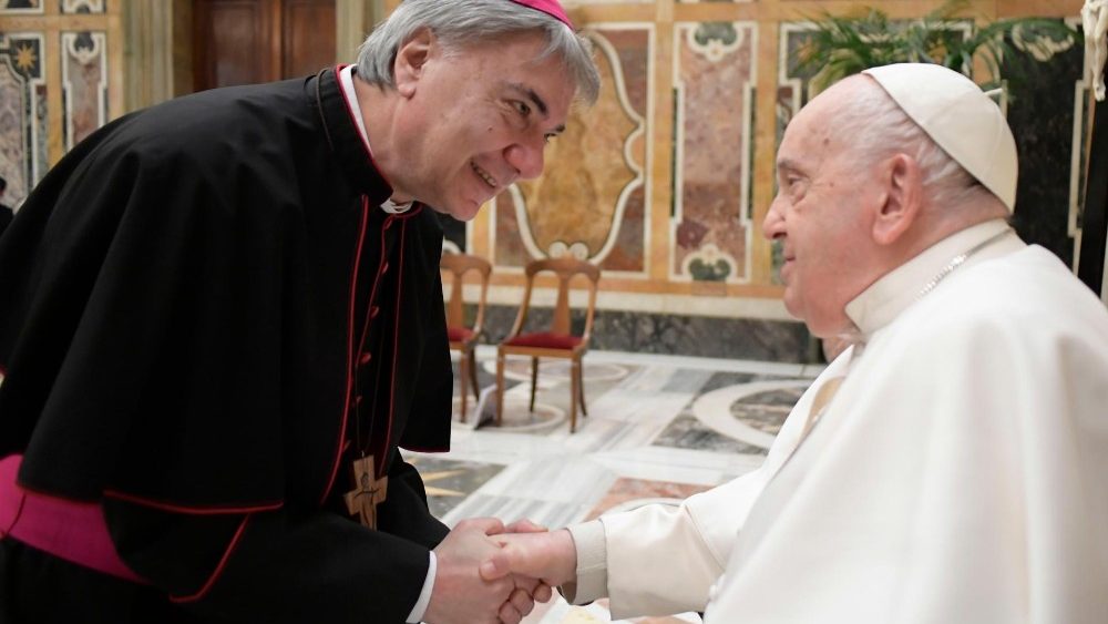 Папа падчас аўдыенцыі з дэлегацыіяй Арцыбіскупскай семінарыі Неапаля