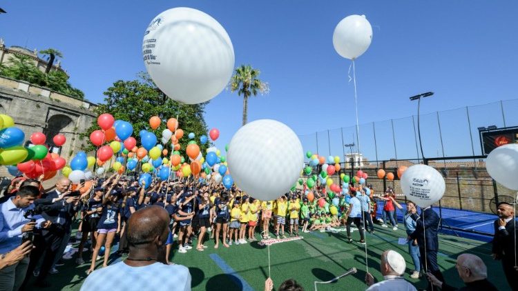 Pope Francis visits Vatican summer camp