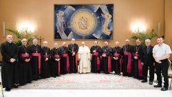 Le Pape François et les évêques latins des régions arabes, le 28 août 2024. 