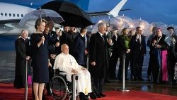 Welcome ceremony for Pope Francis at Melsbroek Air Base in Brussels