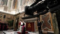 Le Pape François lors de l'audience aux membres du dicastère pour la Communication. 