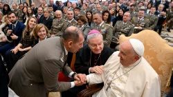 A audiência foi na Sala Clementina, no Vaticano