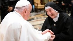 Pope Francis meets with participants in the conference on sainthood organized by the Dicastery for the Causes of Saints