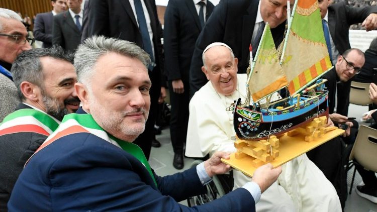 Pope Francis meeting Italian fishermen and participants in conference on healthcare systems