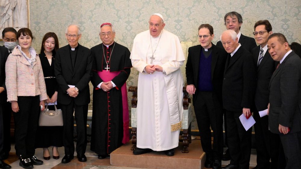 Падчас аўдыенцыі для прадстаўнікоў японскай Hidden Christian Research Association