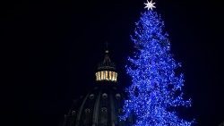 Der Weihnachtsbaum aus Ledro im Trentino (Südtirol) auf dem Petersplatz
