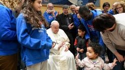 Pope Francis greets members of the organization ResQ People Saving People