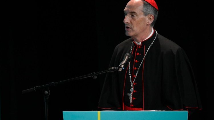 2024.12.15 Kard. Bustillo przemawiający podczas spotkania z Ojcem Świętym w Ajaccio