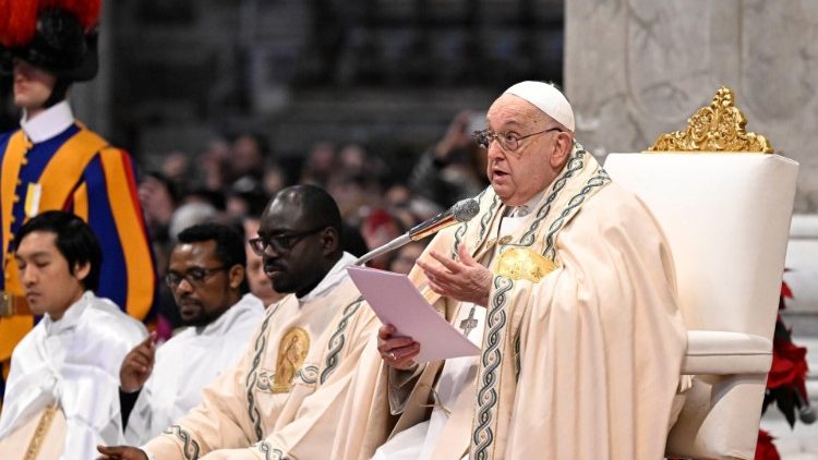 Le Pape François, au cours de la messe de la solennité de la Mère de Dieu