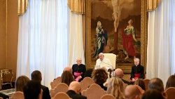 Pope Francis addressing the delegation from the Catholic Foundation of Verona in the Consistory Hall