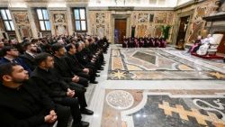 Папата с епископи, семинаристи и преподаватели от църковната провинция Валенсия 