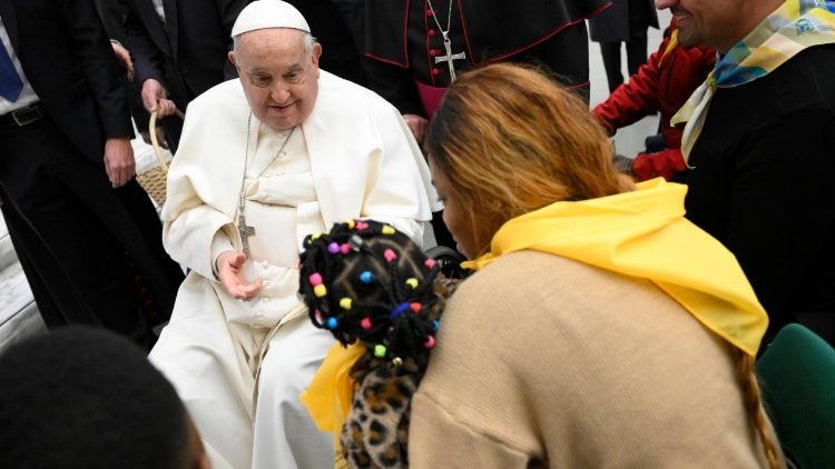 Pope Francis meeting pilgrims during his second Jubilee Audience on Saturday