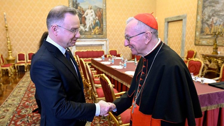 Kardinál Parolin a prezident Duda 