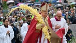 Le cardinal Leonardo Sandri, vice-doyen du Collège cardinalice, délégué par le Pape François pour présider la messe du dimanche des Rameaux et de la Passion du Seigneur, dimanche 13 avril 2025 place Saint-Pierre.