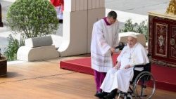 Papeževa prisotnost po sklepu obhajanja Cvetne nedelje na Trgu sv. Petra.