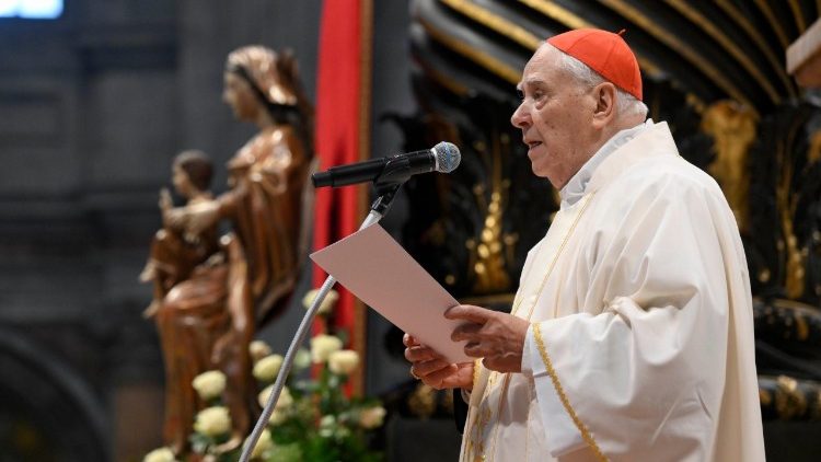 Cardinal Domenico Calcagno presides over Chrism Mass and reads Pope Francis' homily