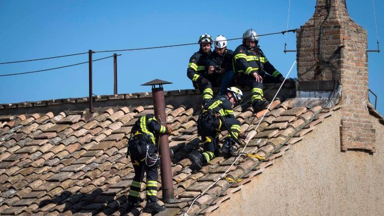 The chimney is placed on top of the Sistine Chapel