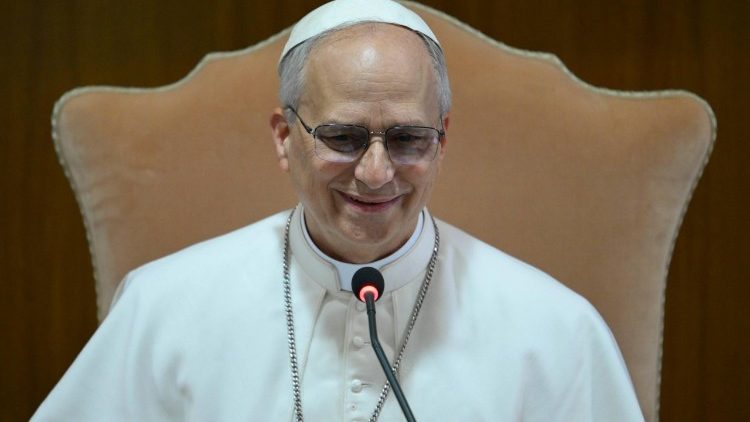 Papst Leo XIV. bei seinem Treffen mit den Kardinälen am Samstag
