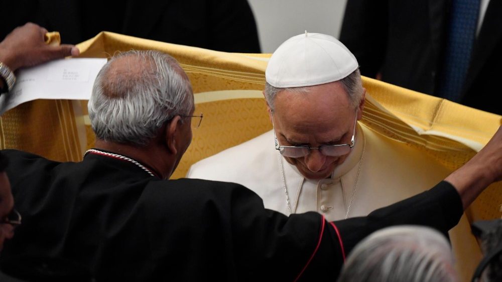 Papa Leon al XIV-lea în Aula Paul al VI-lea din Vatican la audiența acordată participanților la Jubileul Bisericilor Orientale