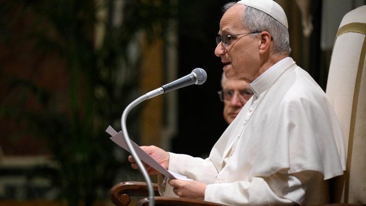 Papež Lev XIV. během svého projevu k nadaci Centesimus Annus