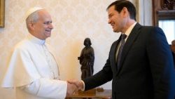 Il Papa durante l'incontro del 19 maggio con il segretario di Stato Usa, Marco Rubio