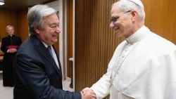 Leone XIV con il segretario generale dell'Onu, António Guterres