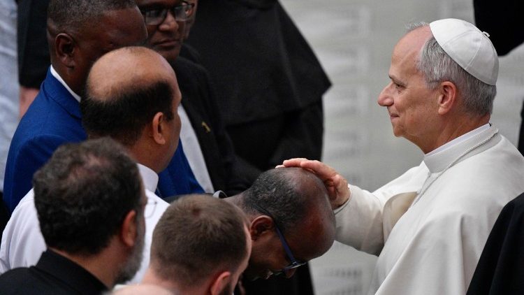 Pope Leo XIV meets with clergy of the Diocese of Rome on June 12, 2025