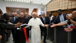 教皇レオ14世、ローマ教区の聖職者たちとの集いで　2025年6月12日　バチカン・パウロ6世ホール