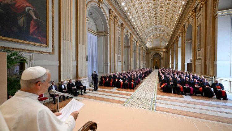 Popiežius Leonas XIV ir Italijos Vyskupų konferncijos nariai