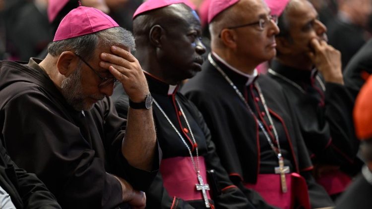 Bishops listening to the Meditation delivered by Pope Leo for the Jubilee of Bishops
