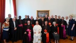 Popiežius Leonas XIV ir Vyskupų sinodo nuolatinės tarybos posėdžio dalyviai